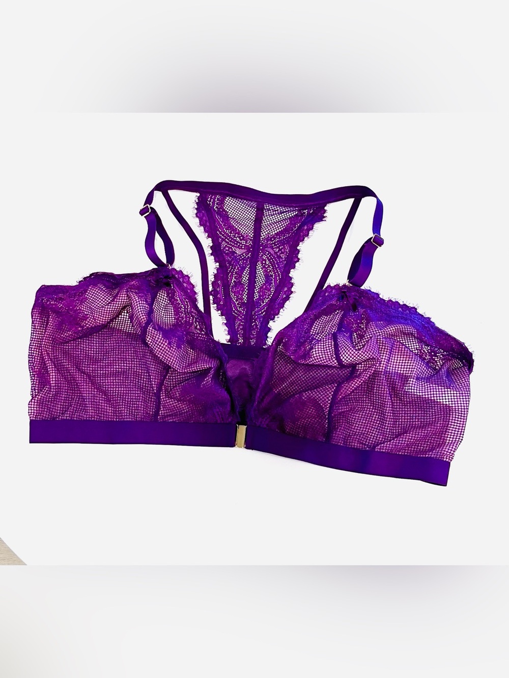 Cacique 46 DD Purple Lace Sheer Bralette - Women's Intimates